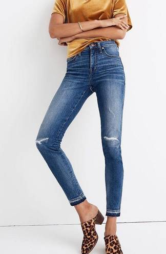 Madewell  9 INCH HIGH RISE SKINNY BLUE DENIM JEANS RIP REPAIR EDITION 34