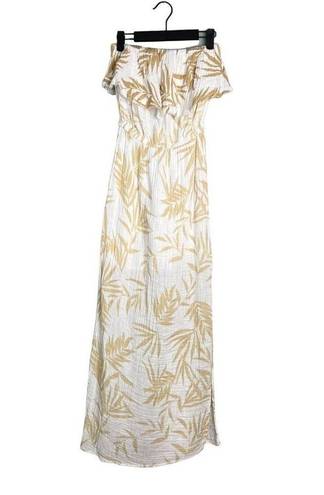 Michael Stars NWOT  Tara Gauze Ruffle Strapless Maxi Dress Brushed Cotton XS