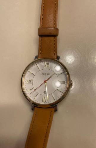 Fossil Watch Tan Leather Gold Face