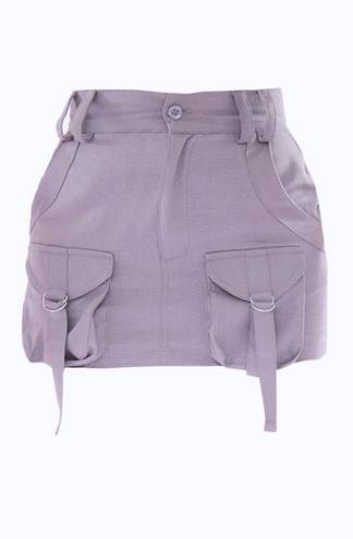 Pretty Little Thing Charcoal Cargo Pocket Detail Micro Mini Skirt