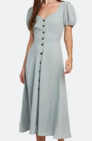 ASTR NWOT  Pippa Linen Blend Puff-Sleeve Midi Dress