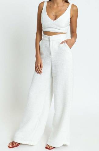 Showpo | White Two Piece Crop Wide Leg Set