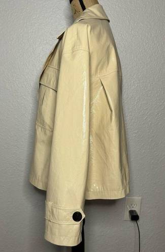 Franke Shop Size S Cream Faux Leather PVC Jacket Boxy Oversized Button Front