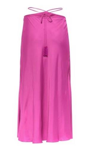 Farm Rio  MIDI Skirt in Fuschia Beaded Tassels ECOVERO Size XS NWT Banana Tag