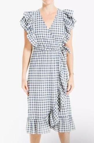 Max Studio Boho Gingham Print Midi Wrap Dress Size Small Nwt