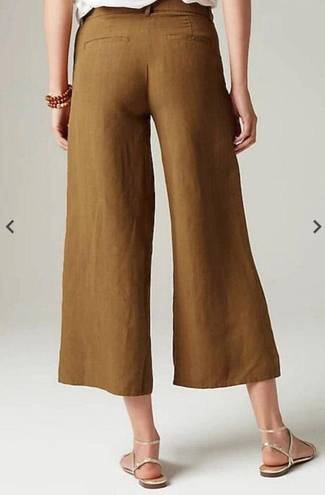 J.Jill  Linen Wide Leg Cropped Pants Brown MEDIUM Womens