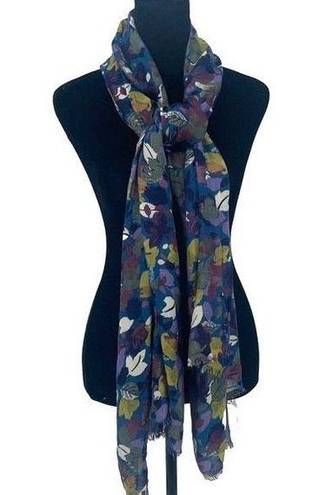 Edge Womens Leaf Print Frayed  Lightweight Scarf Multicolor Size 72” x 28”