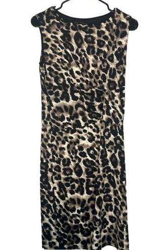 Tiana B . Leopard Animal Leopard Print Sleeveless Mob Wife Midi Dress Women SZ S