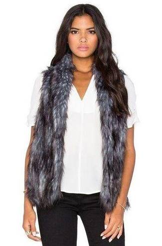 BCBGeneration  Womens Size Medium Faux Fur Vest Gray Lined Open Front Shaggy IL