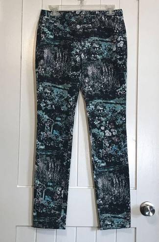 W By Worth Jeans Grey Aquamarine Petunia Print Size 2