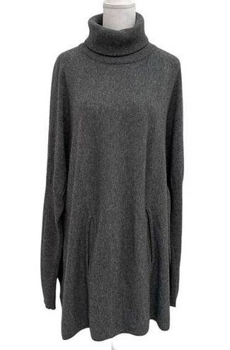 Garnet Hill  Wool Cashmere Oversized Turtleneck Sweater Pocket Gray size Large