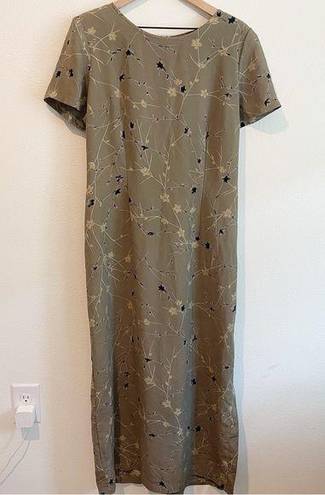 Krass&co NY& Womens Dress Vintage Size 14 Floral Maxi Sage Green Whimsigoth Y2K 90s