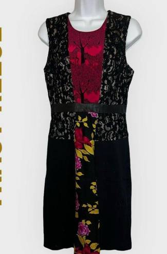 Tracy Reese  Mixed Media and Fabric Floral Print Sheath Dress EUC Size 6