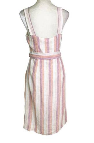 Rails  Clement Linen Blend Button Front Midi Dress in Dusk Stripe Size S