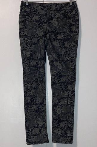 DKNY  Black Lace Print Jeggings Stretch Skinny Jeans 2 P Petite