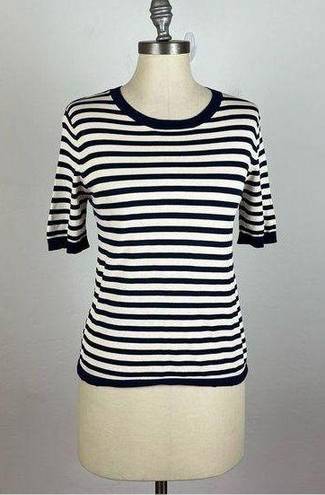 Oak + Fort  Navy Blue Stripe Short Sleeve Top