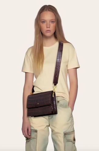 JW Pei  Mini Flap Crossbody Bag Brown Croc Embossed