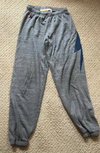 Aviator Nation Grey  Sweatpants With Blue Bolt