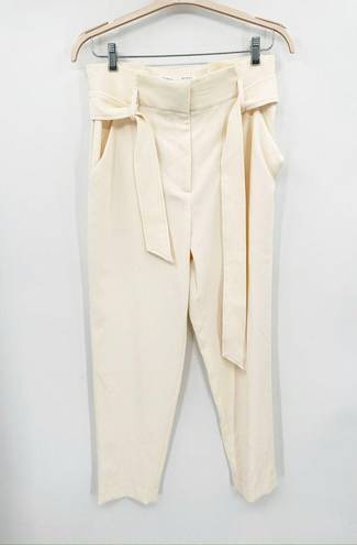 Veronica Beard  Setti Cream Ecru Paperbag Tie Waist Trouser Pants Size 10