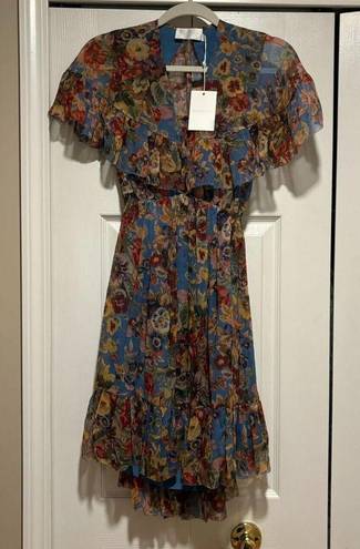 Zimmermann NWT. $850 Zimmerman Cape Ruffle Floral Dress AU 0 / US 4