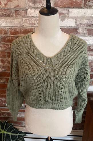 Aeropostale Green Knit Cropped  Balloon Sleeve  Sweater  Size XS