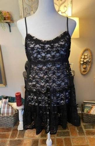 In Bloom  by Jonquil vintage black lace slip dress nightie.