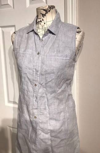 Adrienne Vittadini NWOT Linen Shift Tunic Sheath oversized blouse baby sky chambray summer beach work❌