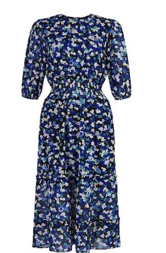 Boohoo  Floral Chiffon Puff Sleeve Midi Dress Size 4