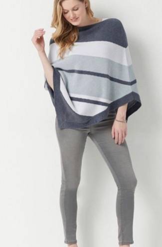 Barefoot Dreams Grey Striped Ocean Breeze Poncho