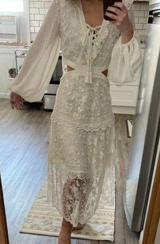 Alexis Nwt  x Target Cream Lace Cutout Long Sleeved Midi Collection Dress