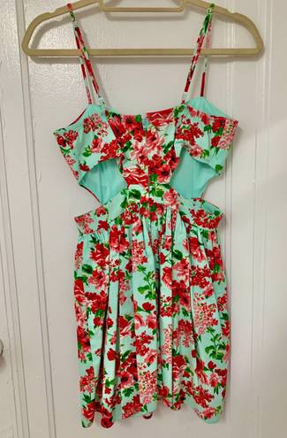 Trixxi Mint green floral cutout dress