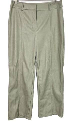 7 For All Mankind  Sage Green Distressed Faux Leather Wide Leg Pants Large NWT