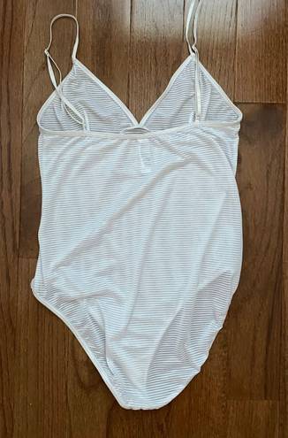 American Apparel Lingerie by  mesh striped white body suit