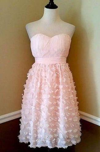 Krass&co London Dress  ModCloth Pale Pink Flower Appliqué Strapless Formal Dress Size 4
