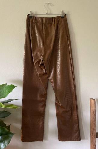 Pretty Little Thing  Brown Chocolate Faux Crocodile Leather High Waist Pants size 2