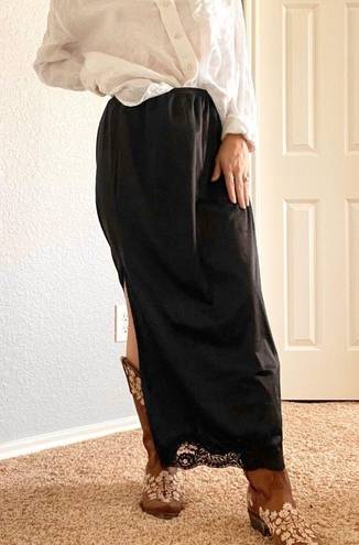 Vintage Adonna Black Lace Slip Skirt Size M