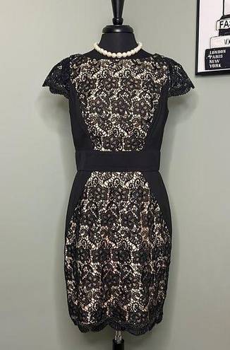 Jessica Simpson NWOT  Black Lace w/ Nude Lining Cap Sleeves Women’s Dress Size 10