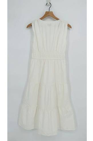 Rails  Lucia Tiered Midi Dress Cap Sleeves Cotton Poplin White Women's Small NEW