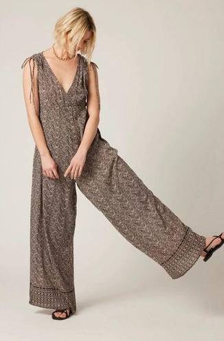 Anthropologie Anthro Bila 77 Camden boho rayon wide leg v neck jumpsuit large