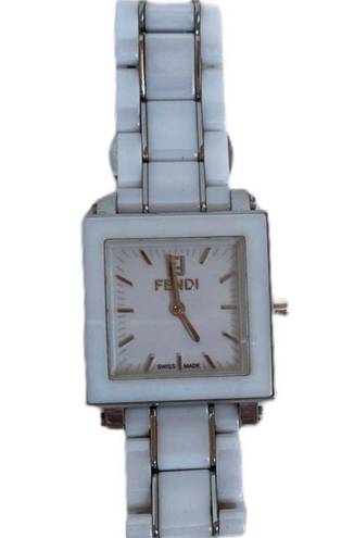 Fendi  White Square Watch Stainless Steel