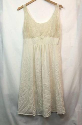 Solid Cream Ivory Lace Sheer Slip Dress Lingerie Sleeveless Nightie Nightgown M? Size M