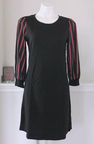 Luxology  Dress Black & Red Striped Sleeves Midi, Size S NWT