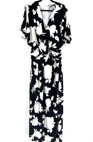 Ark & Co. NWT Floral Maxi Dress twisted front medium black and white