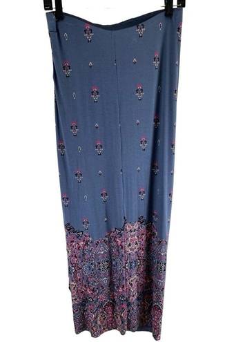 Cynthia Rowley  NWT Blue Faux Wrap Jersey Knit Maxi Skirt Pink Floral Print Sz S