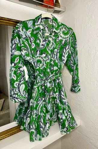 ZARA Green Paisley Print Shirt Dress