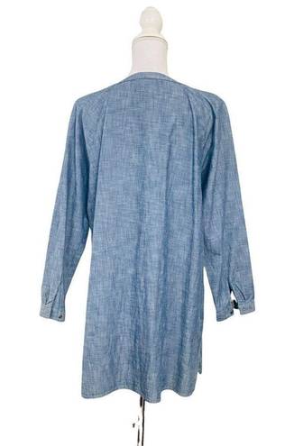 J.Jill  Women’s XL Denim Chambray Button Up Casual Long Sleeve Longline Dress