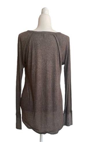 Treasure & Bond  Lightweight Ribbed Button Henley Womens L Olive Green Casual