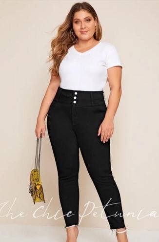 Edge Plus Size Black skinny high waist frayed  Pants