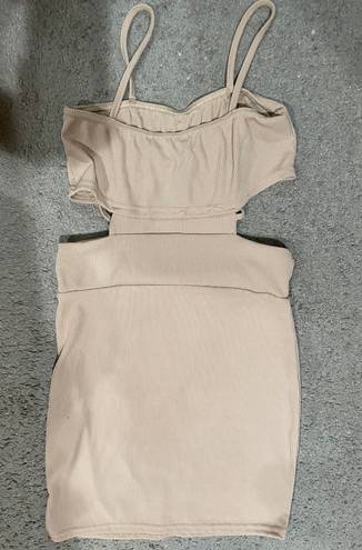 Pretty Little Thing Nude Cut Out Dress