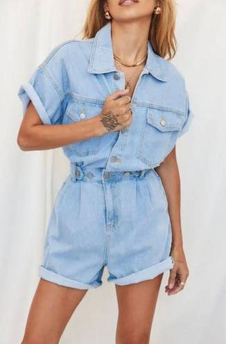 12th Tribe NEVER WORN  Hendrix Short Denim Romper, Size S/M